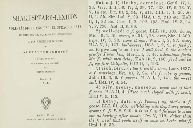 Значение fat в словаре шекспировского лексикона (лексическом шекспировском словаре)