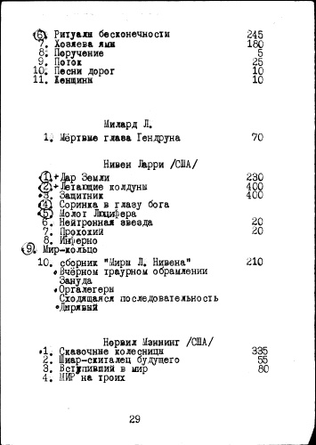 Страница каталога фантастического самиздата — Муркок